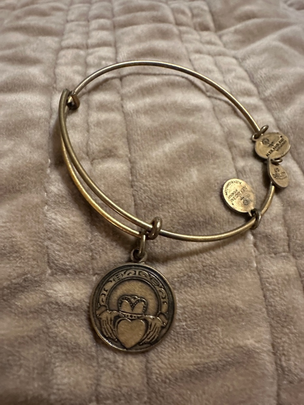 Alex and Ani Gold-Tone Claddagh Charm Expandable Bangle Bracelet